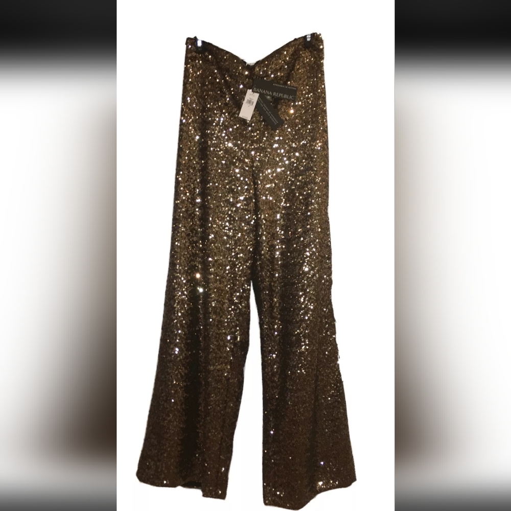 NWT Banana Republic Bronze/Gold sequin pants size XS extra small